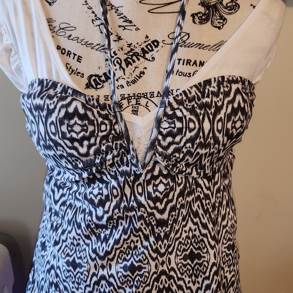 Converse All Star Tankini Swim Top Halter Womens Size M Gray & White‎ 